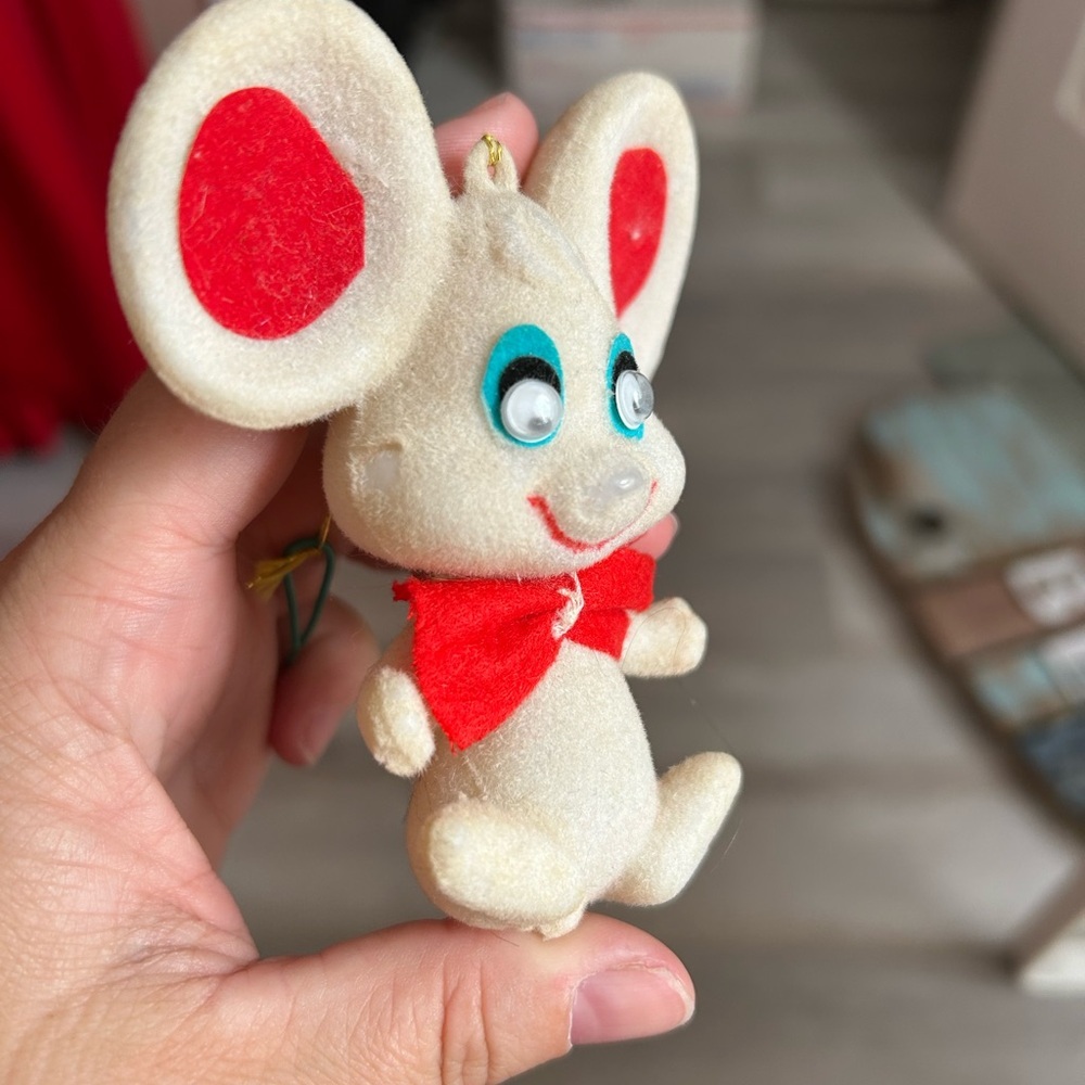 4/$100 Adorable Cream and Red Plush Mouse Christmas ornaments 🐭 - Picture 3 of 7